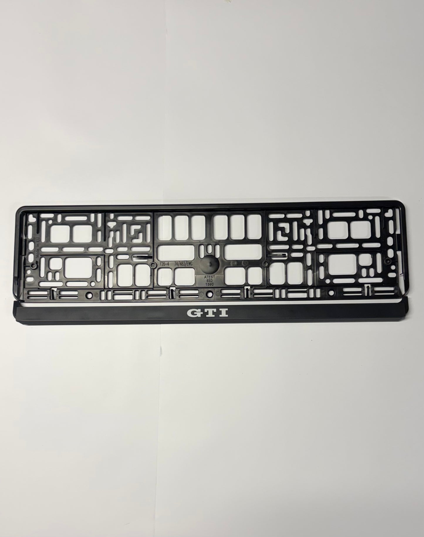 GTI Registration Plate Frames (White Text) x2