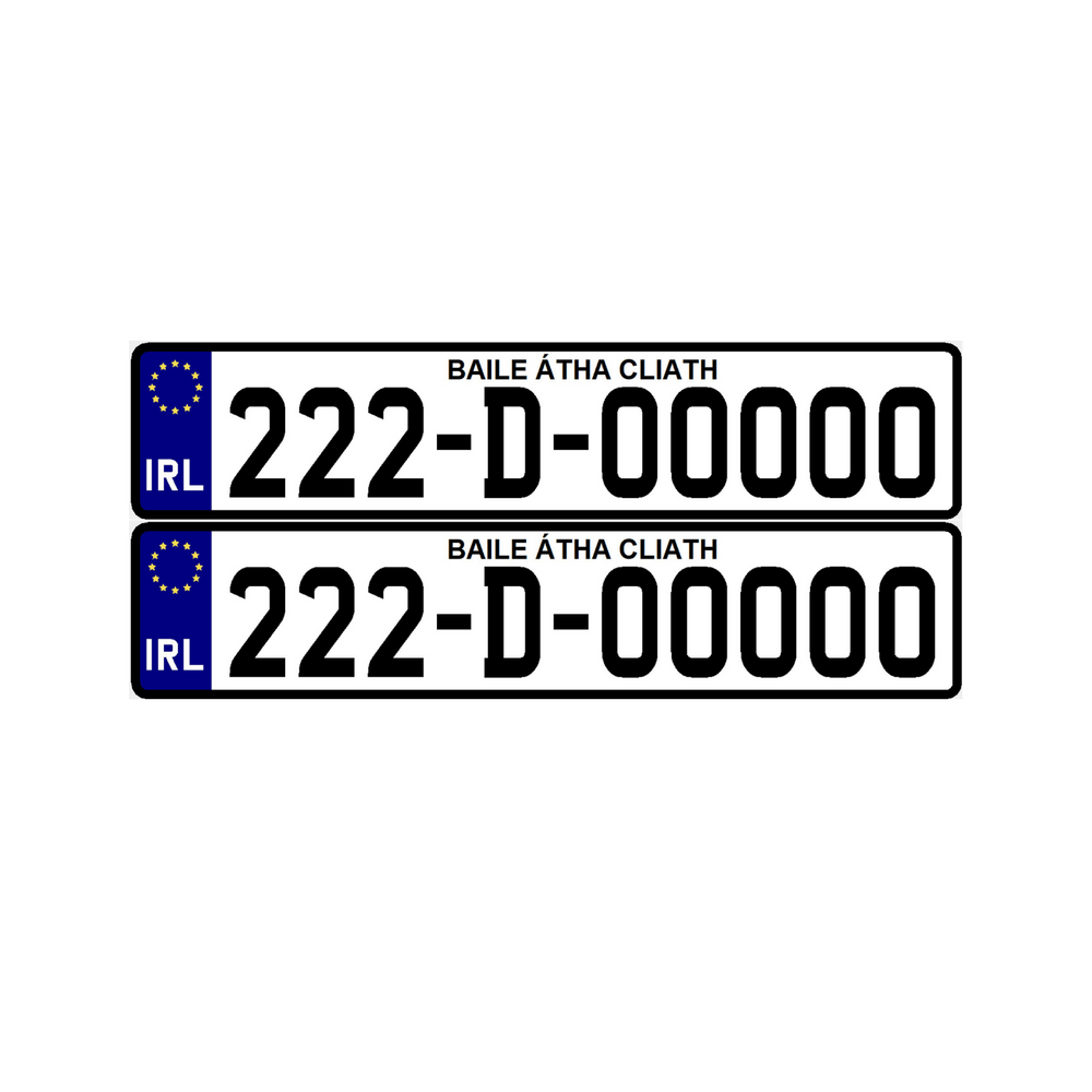 NCT Standard Irish Reg Plates (x2)