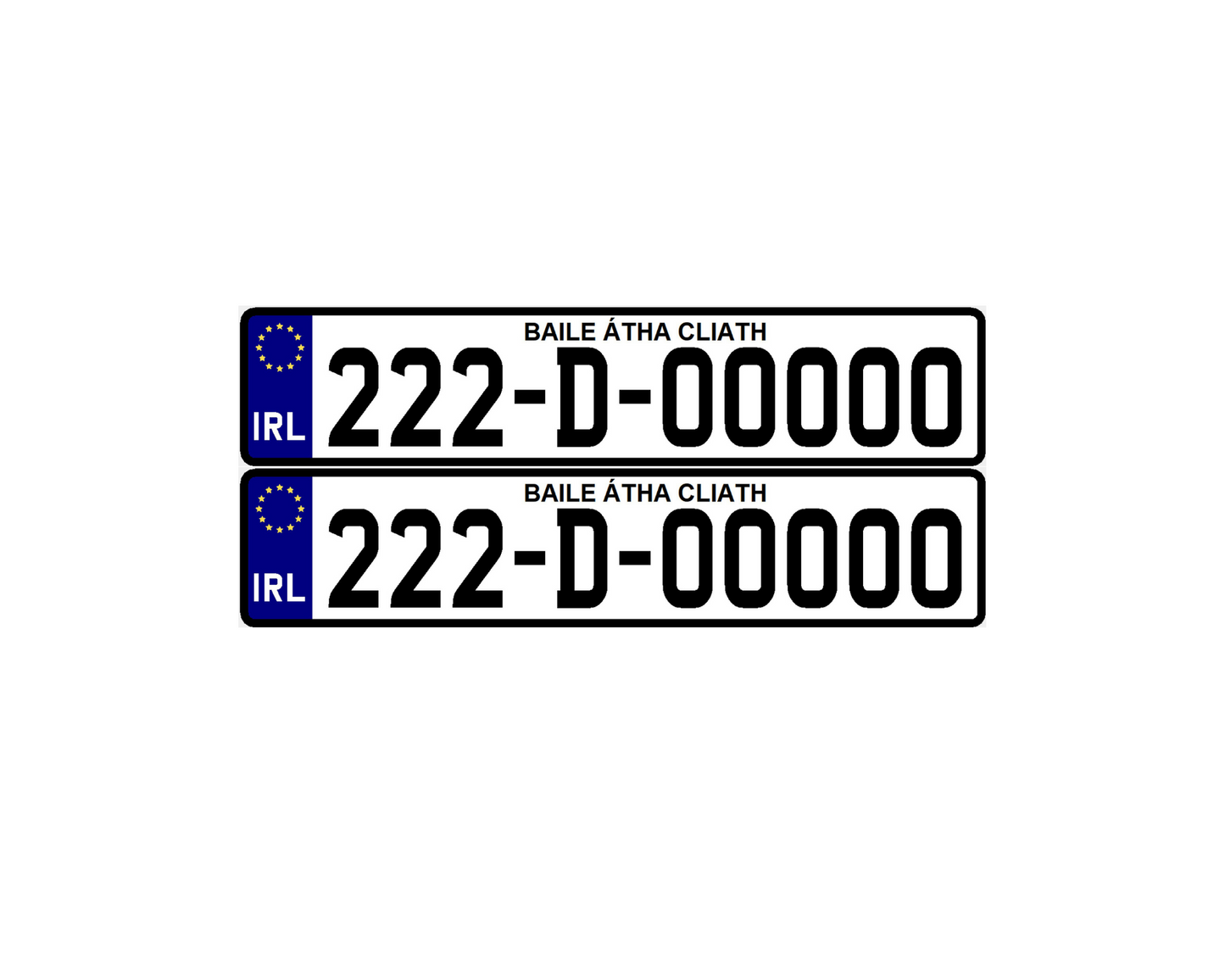 NCT Standard Irish Reg Plates (x2)