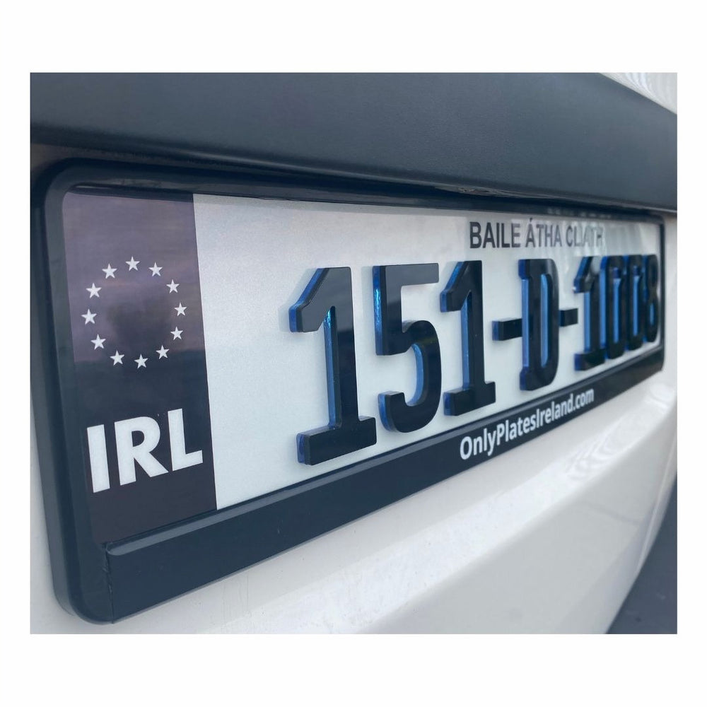 4D Neon Blue German Font Plates (X2)