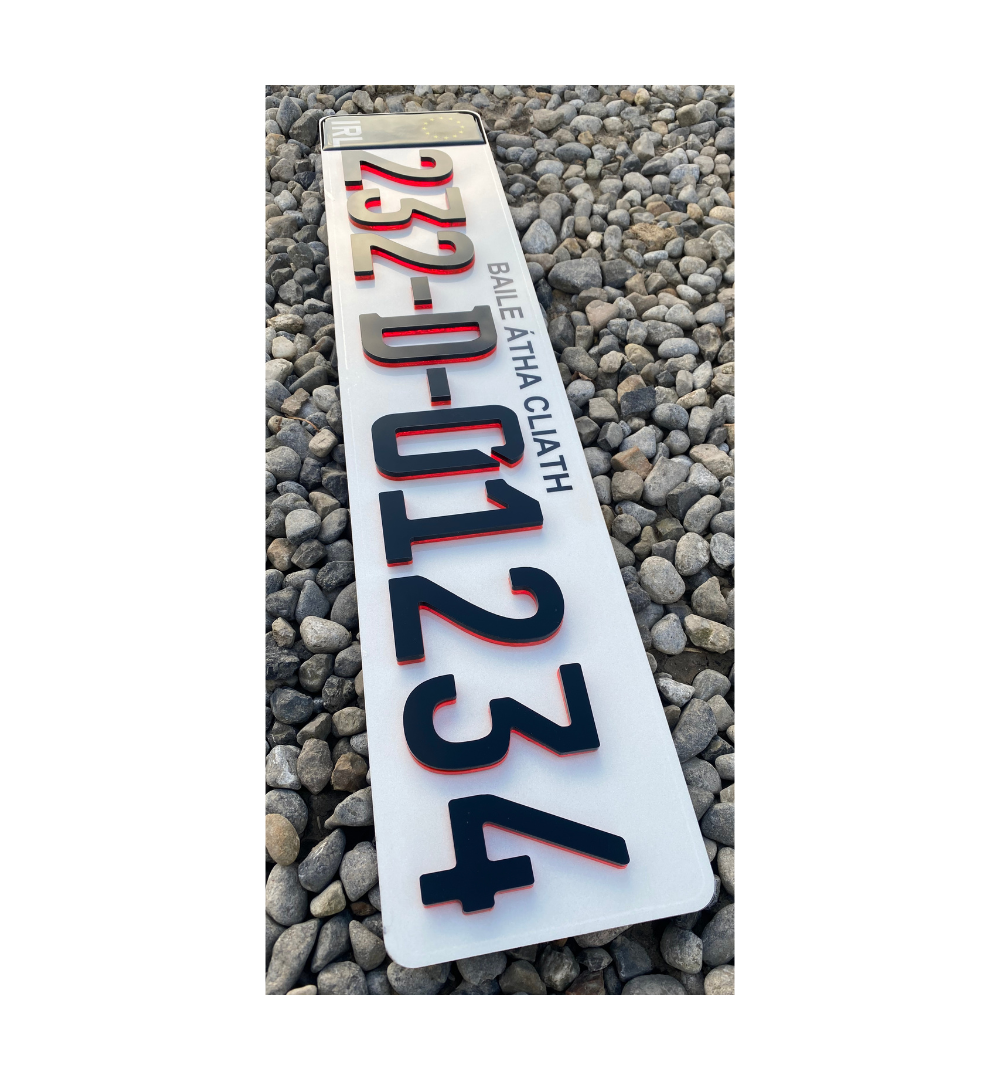 4D Neon Red German Font Plates (X2)