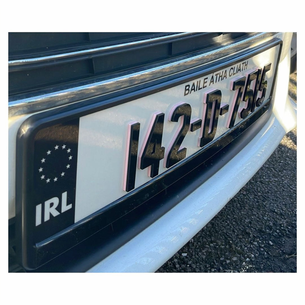 4D Pink Irish Font Reg Plates (X2)