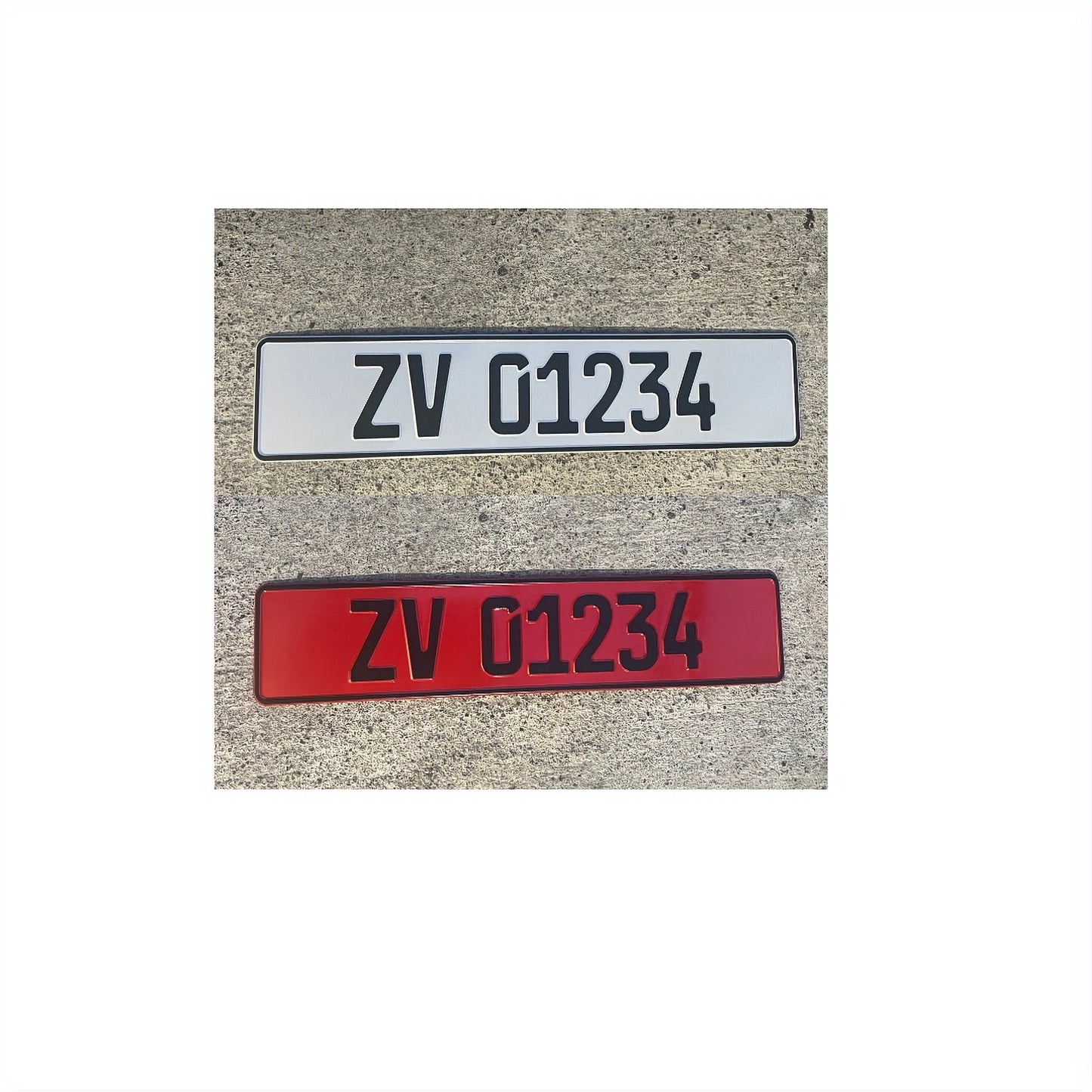 Red / White German Font Vintage Plates