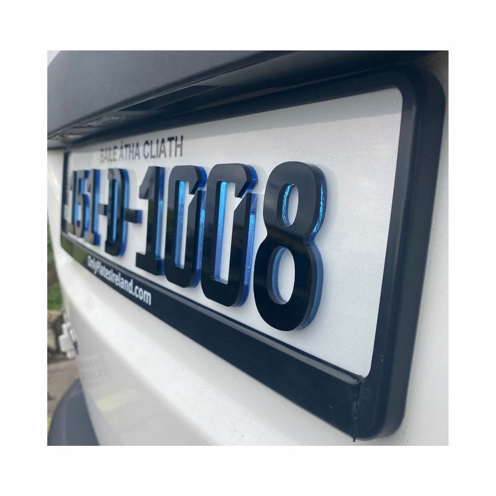 4D Neon Blue German Font Plates (X2)
