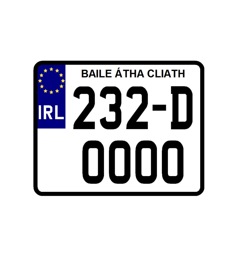 2D Reg Plate IRL Font 7.5X6 Motor Bike Reg Plate