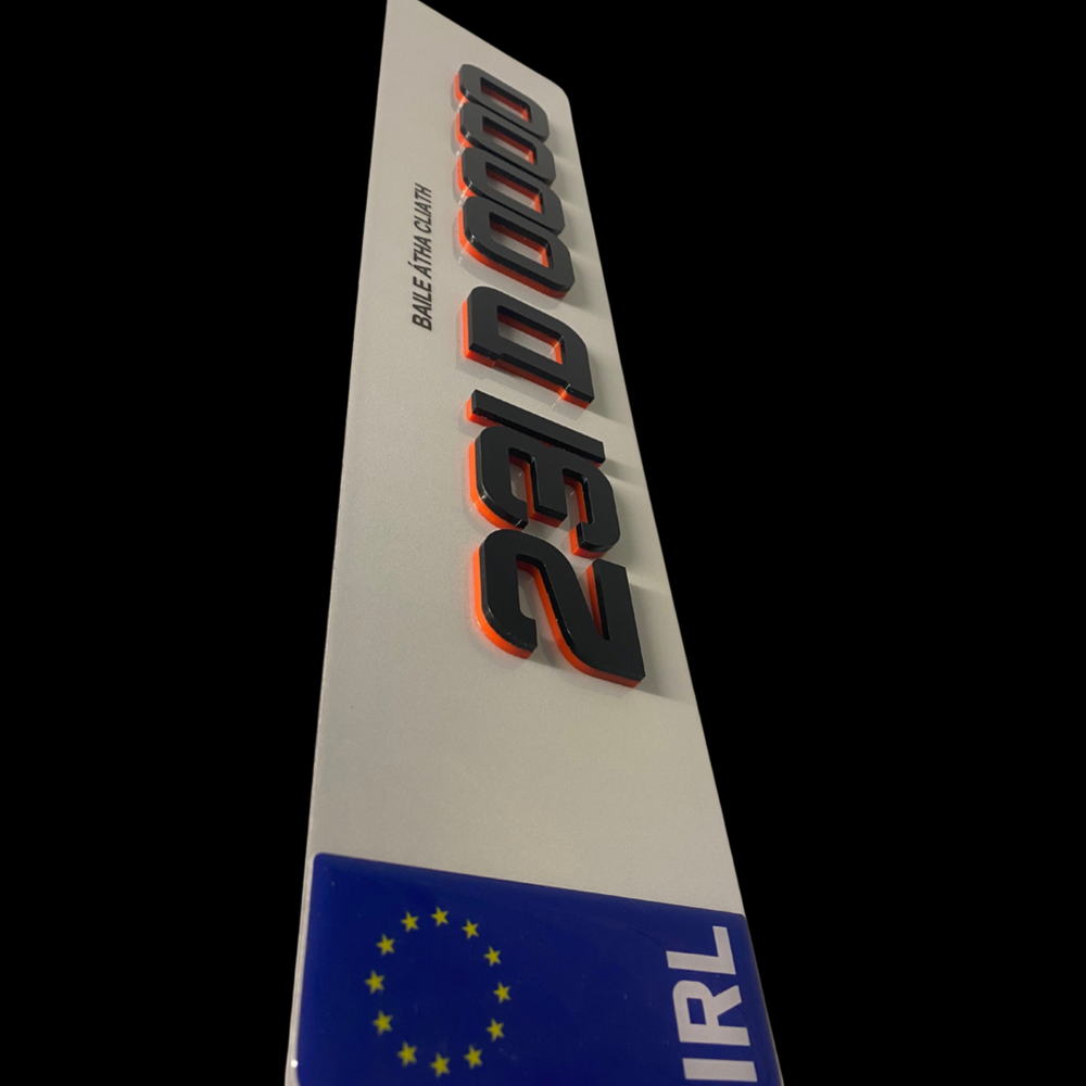 4D NEON RED METRO FONT REG PLATES (X2)