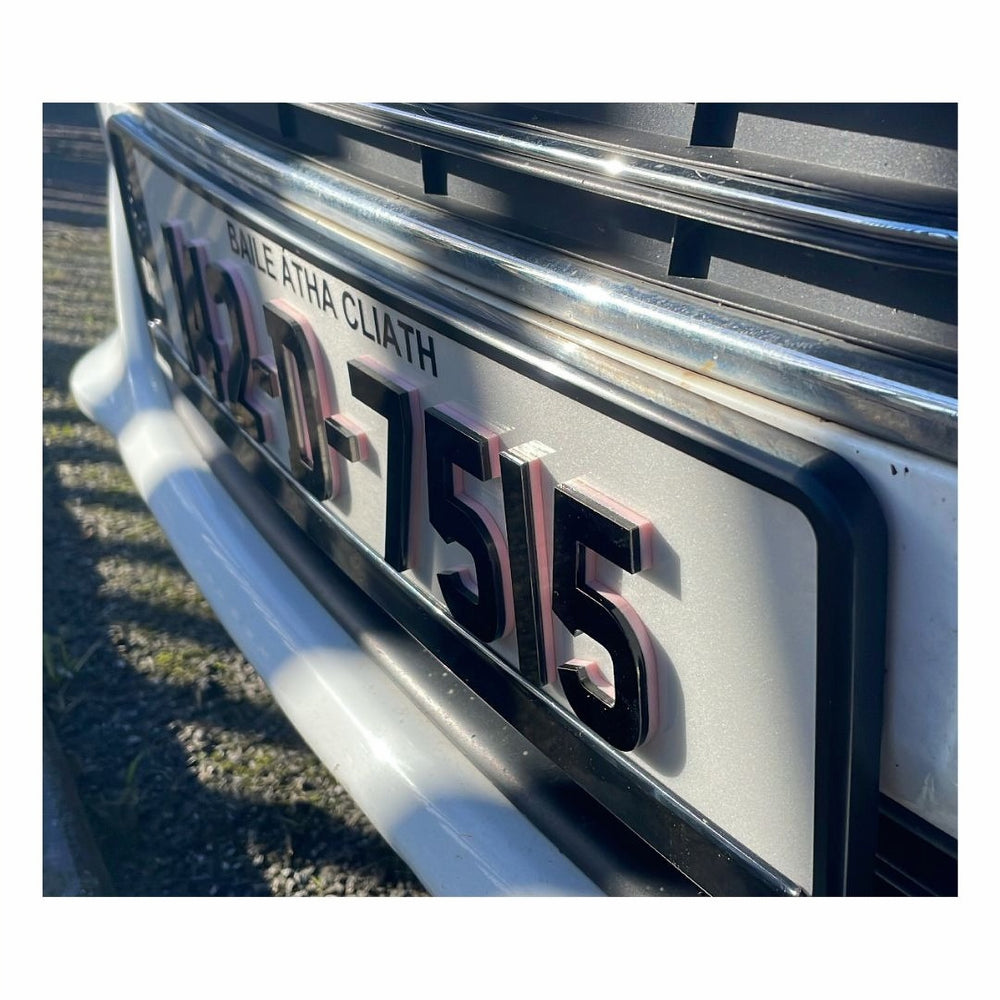 4D Pink Irish Font Reg Plates (X2)