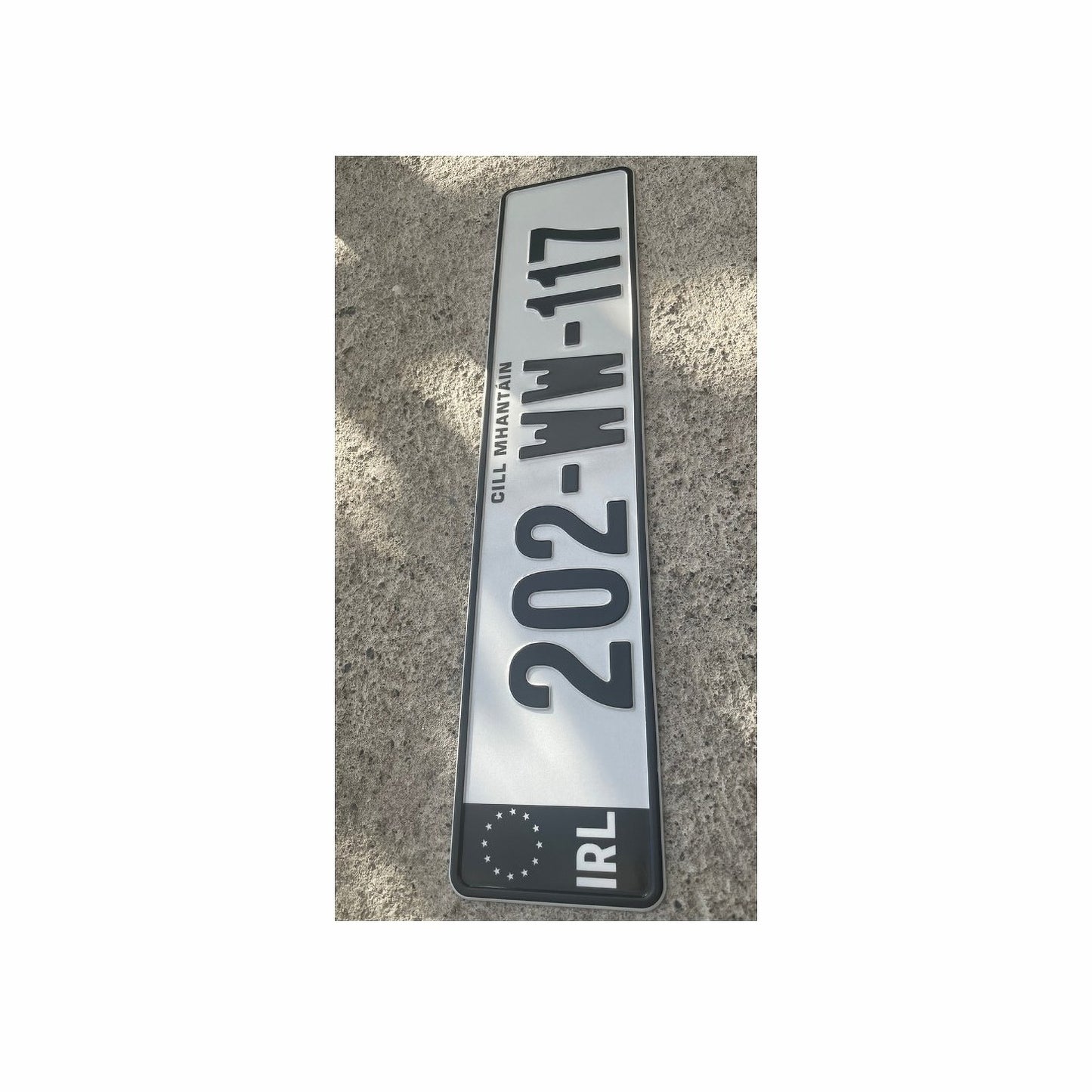 Pressed Irish Font Reg Plates-Fully Customisable