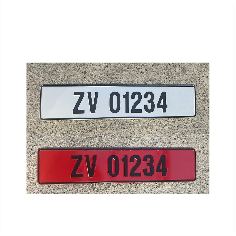 Red / White IRL Font Vintage Plates